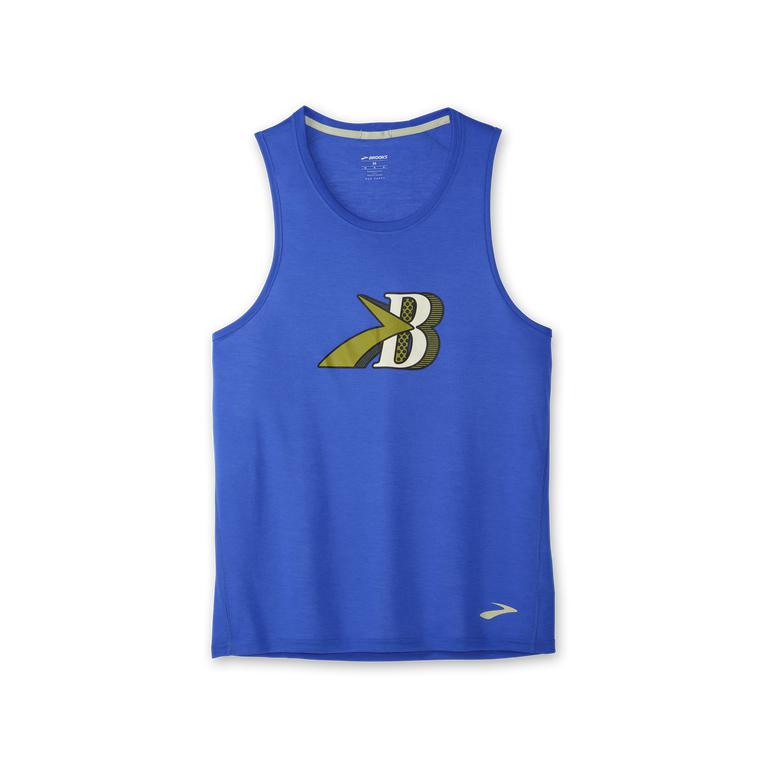 Brooks Distance Graphic Mens Running Tank Top - Heather Bluetiful/B - Indonesia (GIZD-10864)